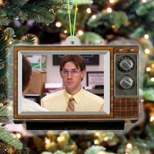 The Office Show Jim as Dwight TV Set Retro Christmas Tree Holiday Ornament NEW